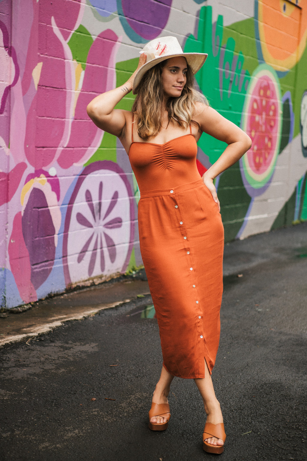 PENCIL SKIRT Solid Rust