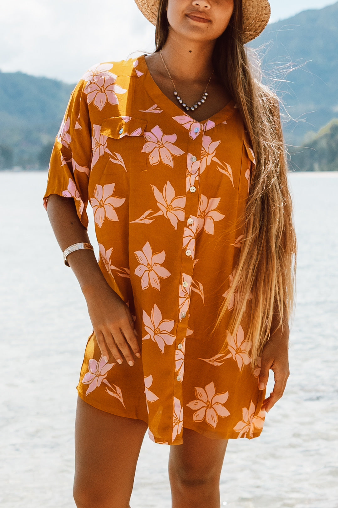 ManaloaチュニックHawaii 7分袖チュニック Designed in Hawaii | *Leimaikai*