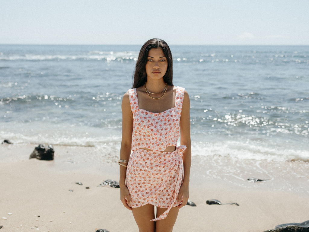 MINI WRAP SKIRT  (Petals & Pearls)